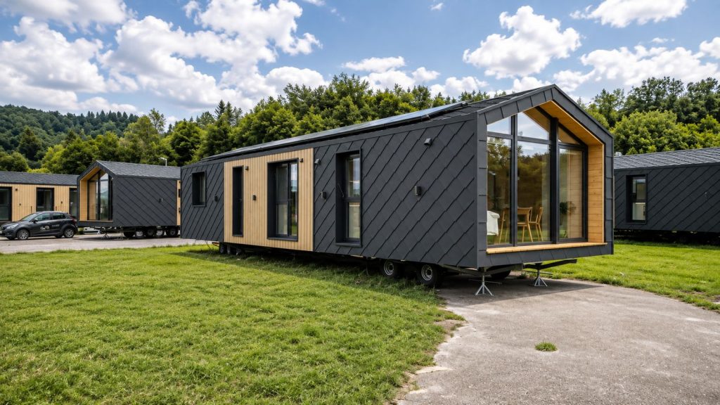 Diamond Family Deluxe mit Rautenfassade und Photovoltaik auf dem Giebeldach - Fertigteilhaus, verfuegbar in Oberoesterreich.