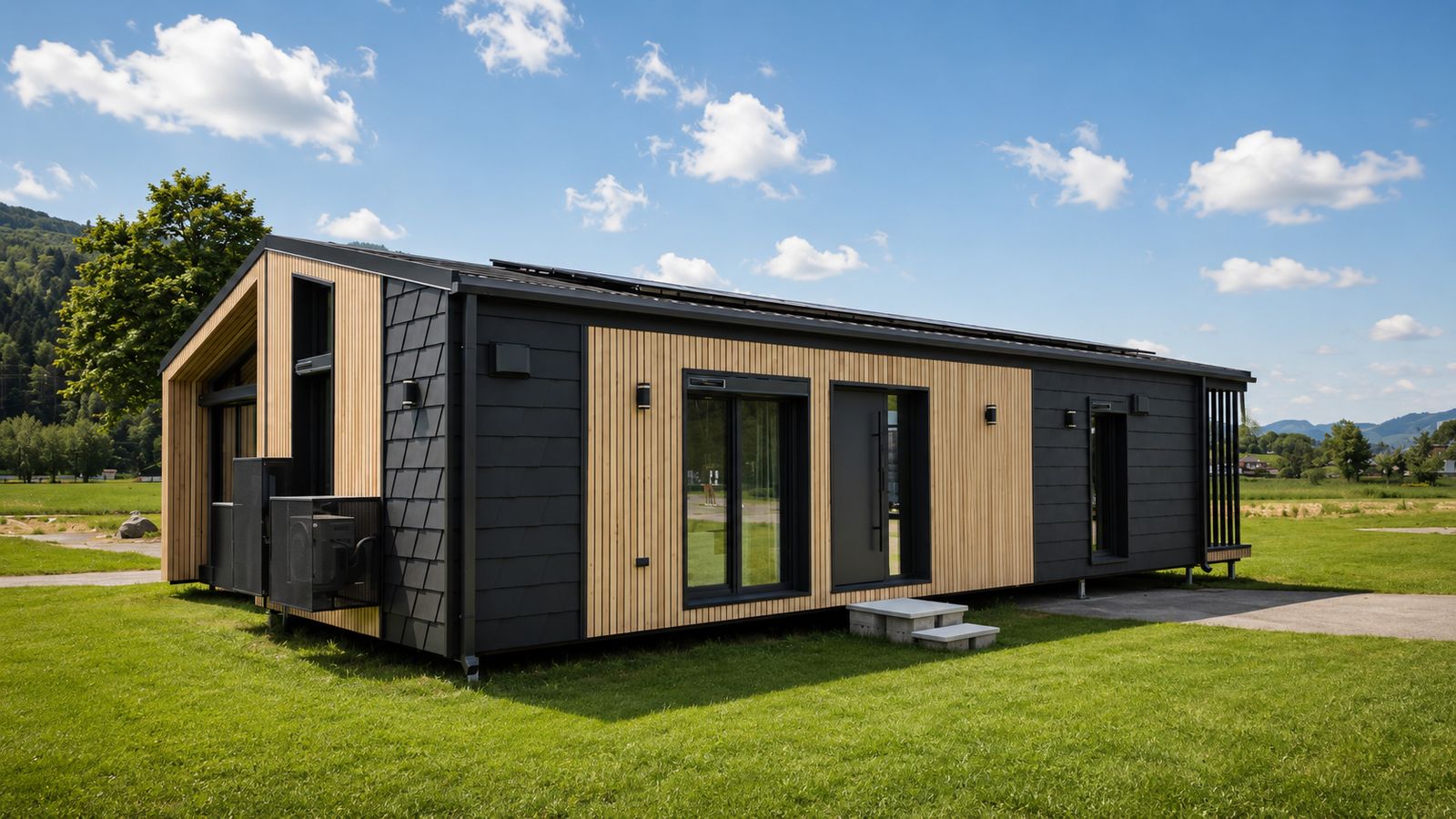 Langgestrecktes Diamond Vario Deluxe mit Schindel- und Holzfassade sowie Solardach - wohnfertig für Kärnten.